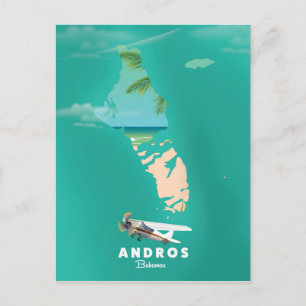 Andros Bahamas Vacation map. Postcard