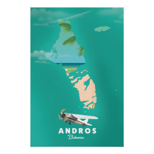 Andros Bahamas Vacation map. Poster