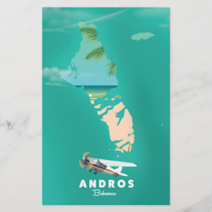 Andros Bahamas Vacation map. Stationery