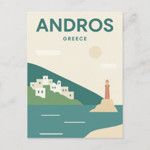 Andros Greece Minimalist Postcard