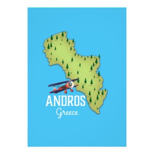 Andros Greek Map Illustrated travel poster