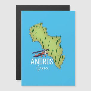 Andros Greek Map Illustrated travel poster