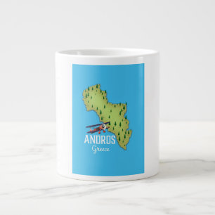 Andros Greek Map Illustrated travel poster Large Coffee Mug