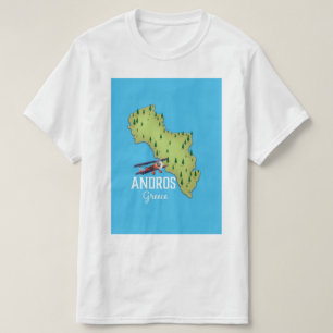 Andros Greek Map Illustrated travel poster T-Shirt