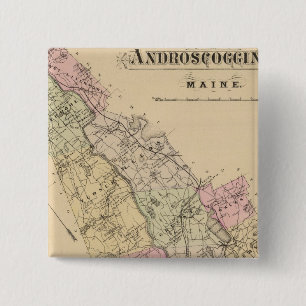 Androscoggin County, Maine Map 15 Cm Square Badge