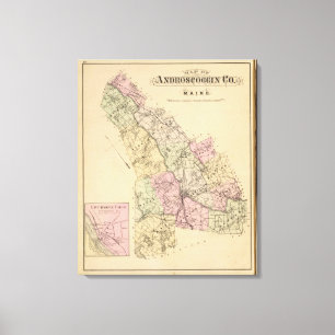Androscoggin County, Maine Map Canvas Print