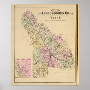 Androscoggin County, Maine Map Poster