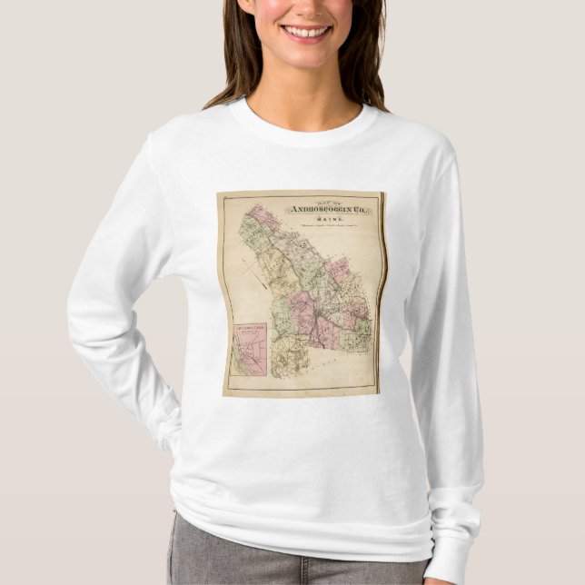 Androscoggin County, Maine Map T-Shirt (Front)