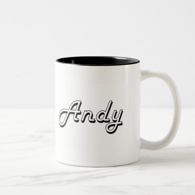 Andy Classic Retro Name Design Two-Tone Coffee Mug (Right)