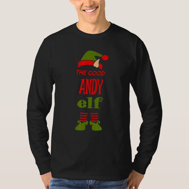 ANDY Elf Good Christmas Matching Pajama Party T-Shirt (Front)