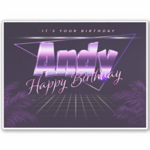 Andy Name Vorname lila retro Sticker Geburtstag