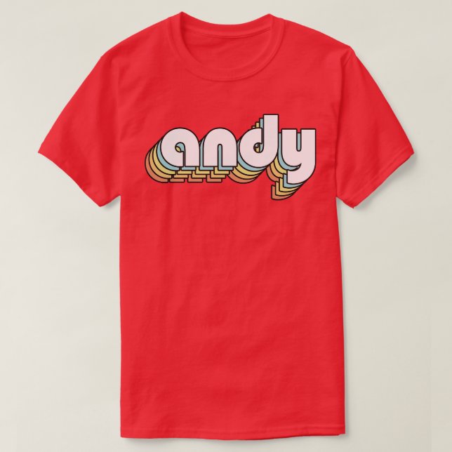 Andy Retro Rainbow Typography Faded Style T-Shirt (Design Front)
