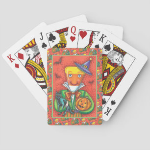ANDY THE CANDY CORN MAN, BLACK CAT & JACK Colourfu Playing Cards
