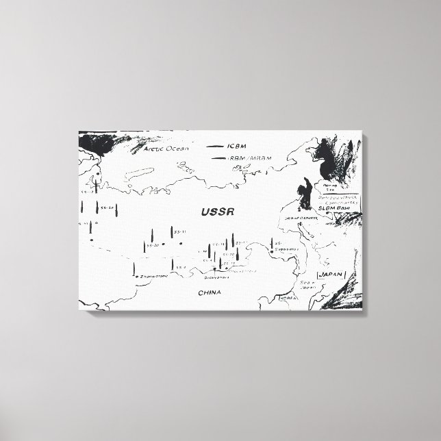 Andy Warhol - Map of Eastern U.S.S.R. Missile Base Canvas Print (Front)