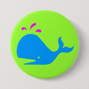 Andy Whale Singletons_aqua,magenta on green 7.5 Cm Round Badge