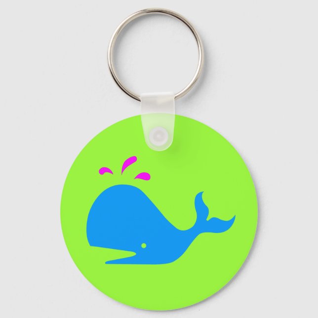 Andy Whale Singletons_aqua,magenta on green Key Ring (Front)
