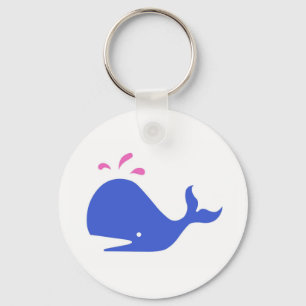 Andy Whale Singletons_blue,pink on white Key Ring