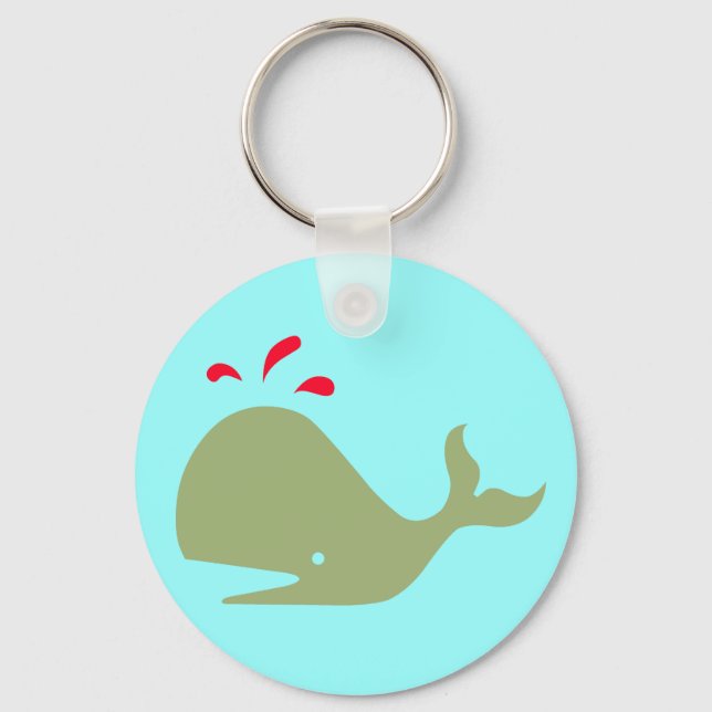 Andy Whale Singletons_green,red on teal Key Ring (Front)