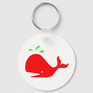 Andy Whale Singletons_red,green on white Key Ring