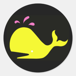 Andy Whale Singletons_yellow,pink on black Classic Round Sticker