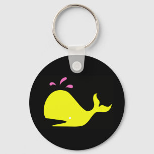 Andy Whale Singletons_yellow,pink on black Key Ring