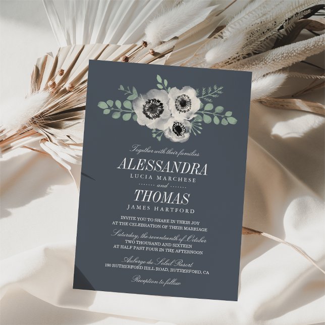 Anemone and Eucalyptus Floral Wedding Invitation (Creator Uploaded)
