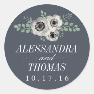 Anemone and Eucalyptus Wedding Classic Round Sticker