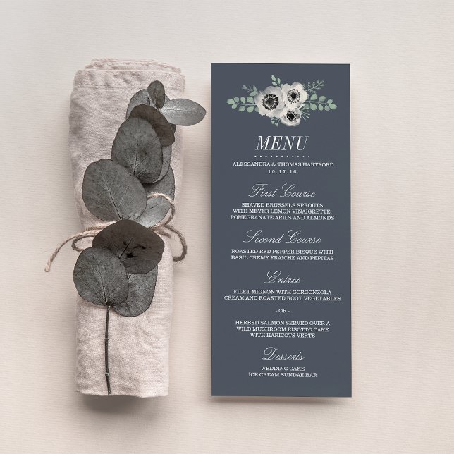 Anemone and Eucalyptus Wedding Menu (Creator Uploaded)
