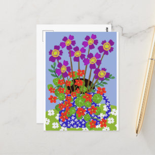 Anemone and Nasturtium Postcard