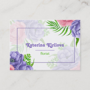 Anemone and peony bouquet business card