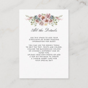 Anemone Blush Dark Grey WEDDING Details Directions Enclosure Card