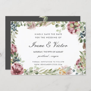 Anemone Blush Grey formal wedding  Save the date Invitation