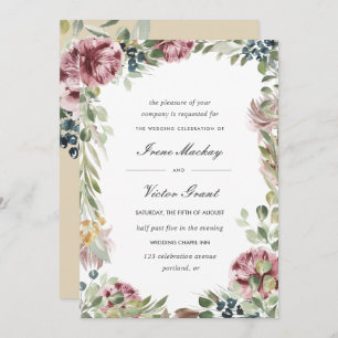 Anemone Blush Pink Neutral Botanical Wedding Invitation