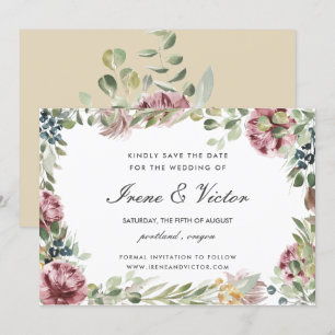 Anemone Blush Pink Neutral wedding Save the date Invitation