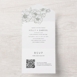 Anemone Bouquet Wedding All In One Invitation