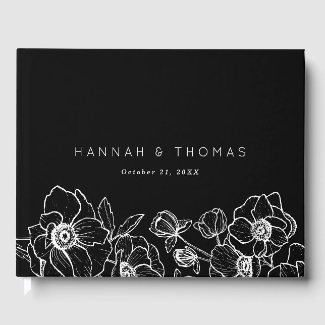 Anemone Bouquet Wedding Guest Book (Front)