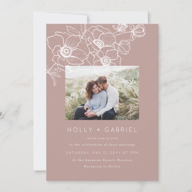 Anemone Bouquet Wedding Invitation (Front)