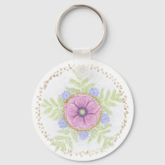 Anemone, Endive Flowers, Wormwood and Almonds Key Ring