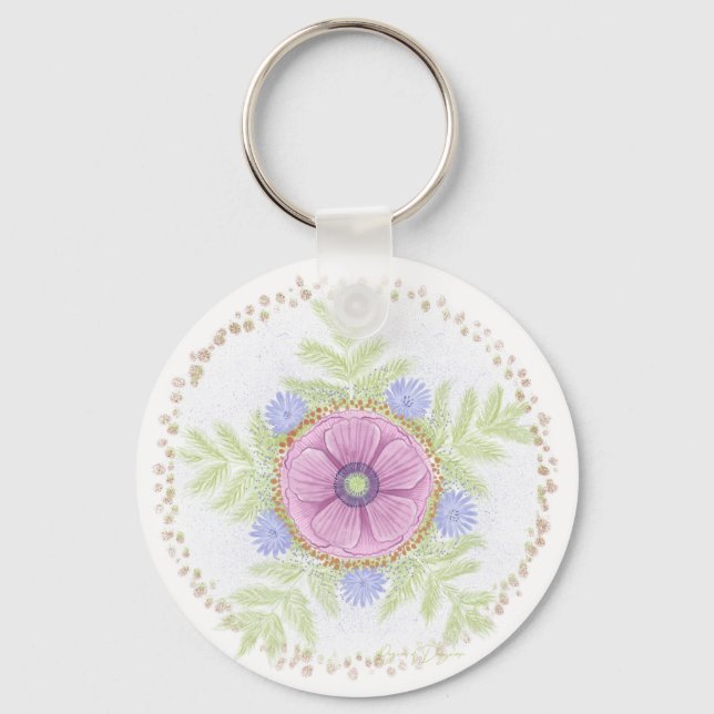 Anemone, Endive Flowers, Wormwood and Almonds Key Ring (Front)