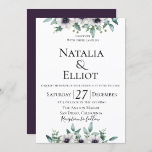 Anemone Eucalyptus Wedding Invitation