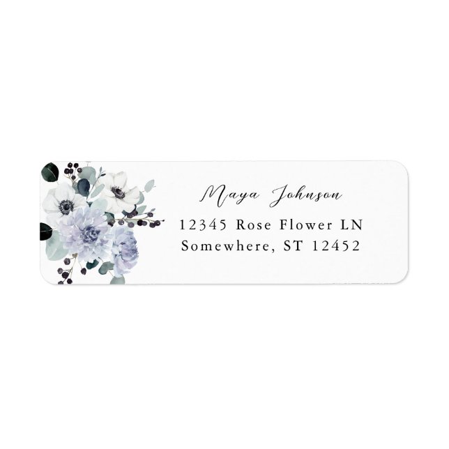 Anemone & Eucalyptus Winter Floral Return Address (Front)