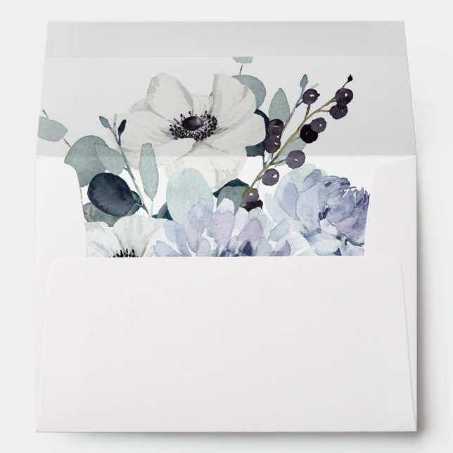 Anemone & Eucalyptus Winter White Floral Envelope (Back (Bottom))