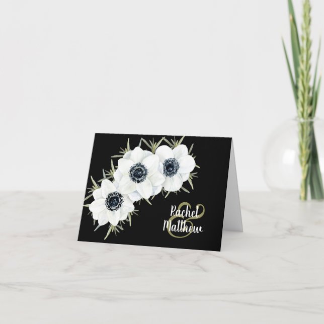 Anemone Floral Watercolor Wedding Thank You Card (Front)