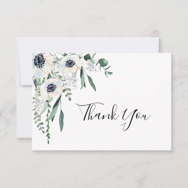 Anemone Floral Wedding thank you card (Front)