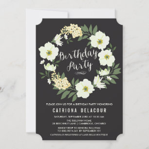 Anemone Floral Wreath Birthday Party Invitation