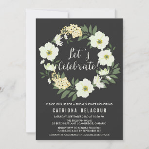 Anemone Floral Wreath Custom Party Invitation