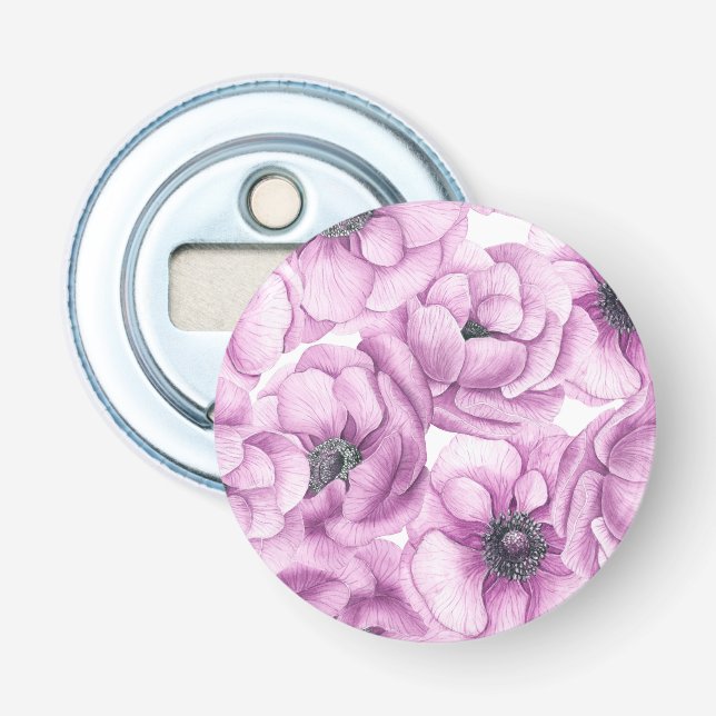 Anemone flowers watercolor pattern bottle opener (Front)