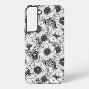 Anemone garden in black and white samsung galaxy case
