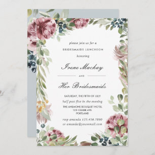 Anemone Grey Blue Botanical  BRIDESMAIDS LUNCHEON Invitation