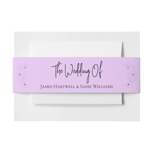 Anemone on Light Lilac Invitation Belly Band (Front Example)